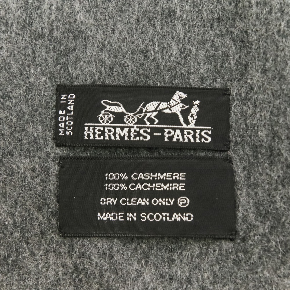Hermes 100% Cashmere Fringe Large Stole/Scarf, Gray, Women's - Picture 8 of 8